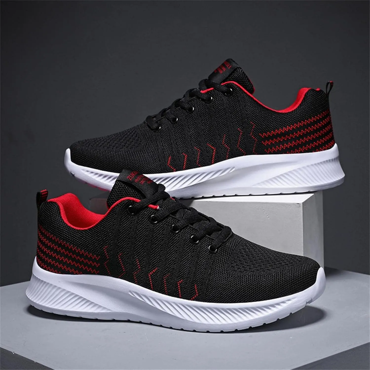 Hbeylia Women's Men's Lace Up Walking Running Shoes Fashion Breathable Mesh Stretch Sneakers Non Slip Athletic Hiking Tennis Trainer Sport Shoes For Driving Workout Fitness