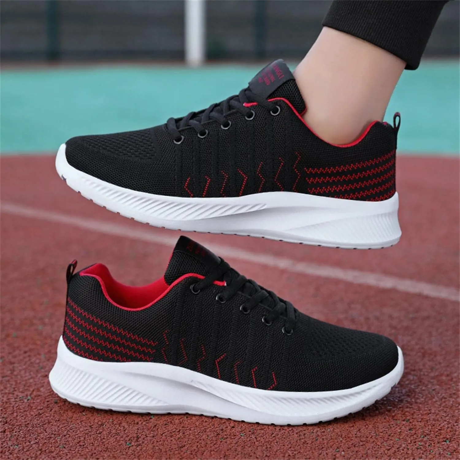 Hbeylia Women's Men's Lace Up Walking Running Shoes Fashion Breathable Mesh Stretch Sneakers Non Slip Athletic Hiking Tennis Trainer Sport Shoes For Driving Workout Fitness