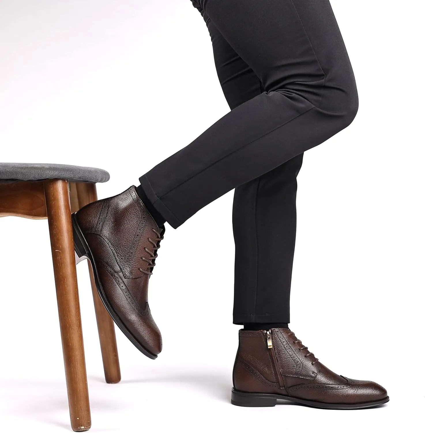 Holy dove Chelsea Boots Men  Genuine Leather,Chelsea Boots for Men with Side Zipper, Casual Slip-On Ankle Boots, Chukka & Oxford Style Dress Boots