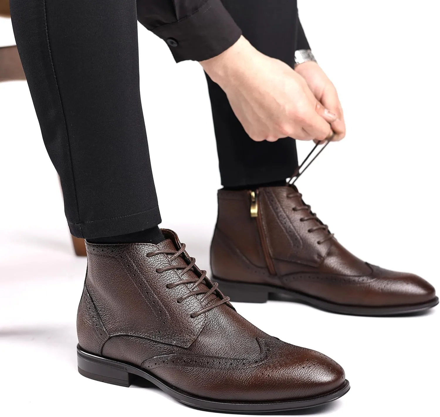 Holy dove Chelsea Boots Men  Genuine Leather,Chelsea Boots for Men with Side Zipper, Casual Slip-On Ankle Boots, Chukka & Oxford Style Dress Boots