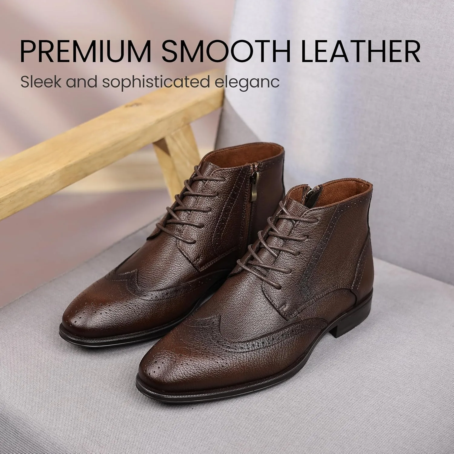 Holy dove Chelsea Boots Men  Genuine Leather,Chelsea Boots for Men with Side Zipper, Casual Slip-On Ankle Boots, Chukka & Oxford Style Dress Boots