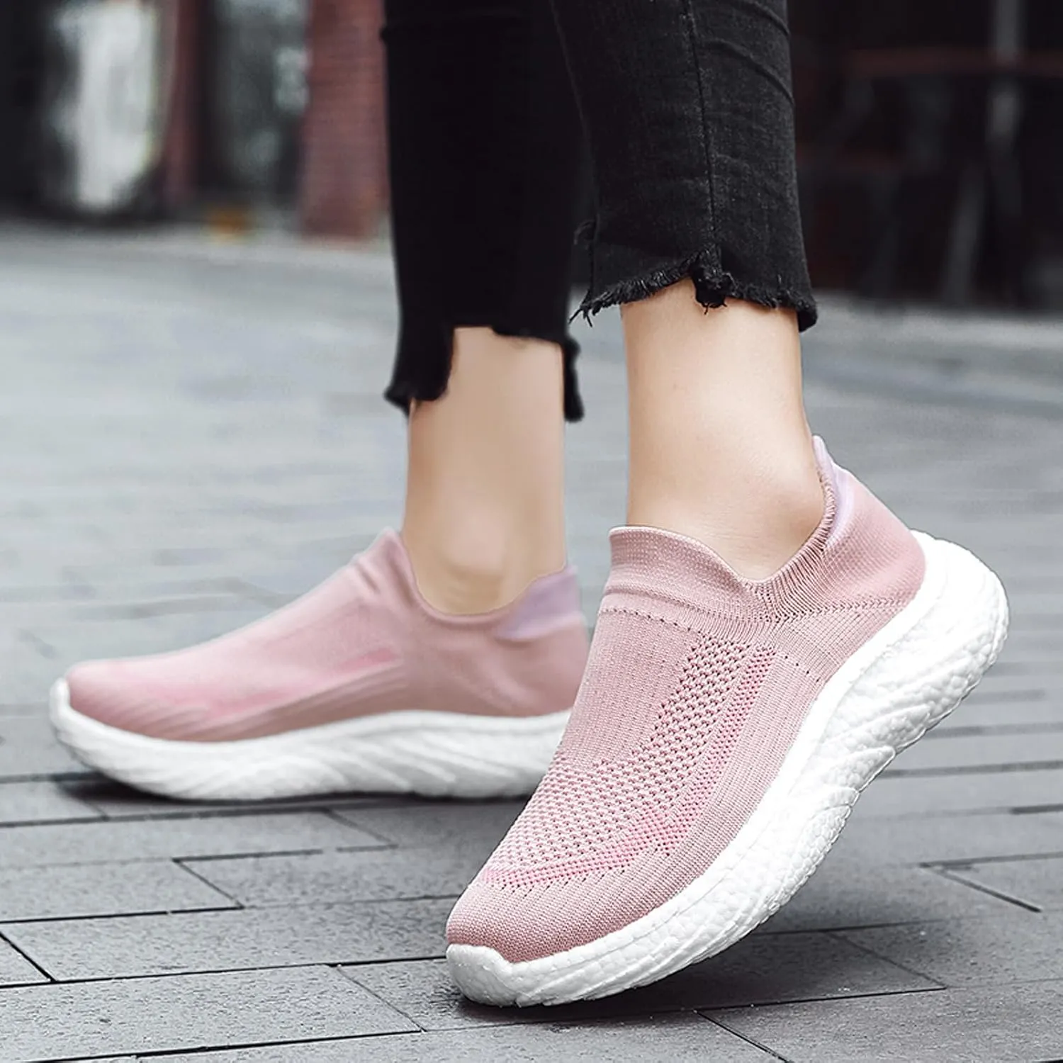 ihinzry Mens Womens Walking Shoes Casual Sock Sneakers Lightweight Breathable Knit Tennis Shoes Non Slip Work Shoes