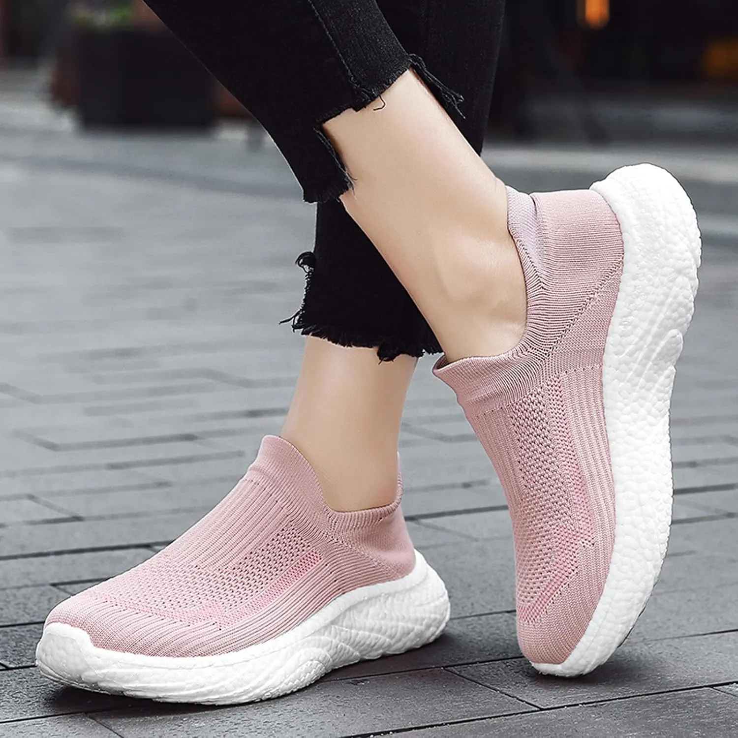 ihinzry Mens Womens Walking Shoes Casual Sock Sneakers Lightweight Breathable Knit Tennis Shoes Non Slip Work Shoes