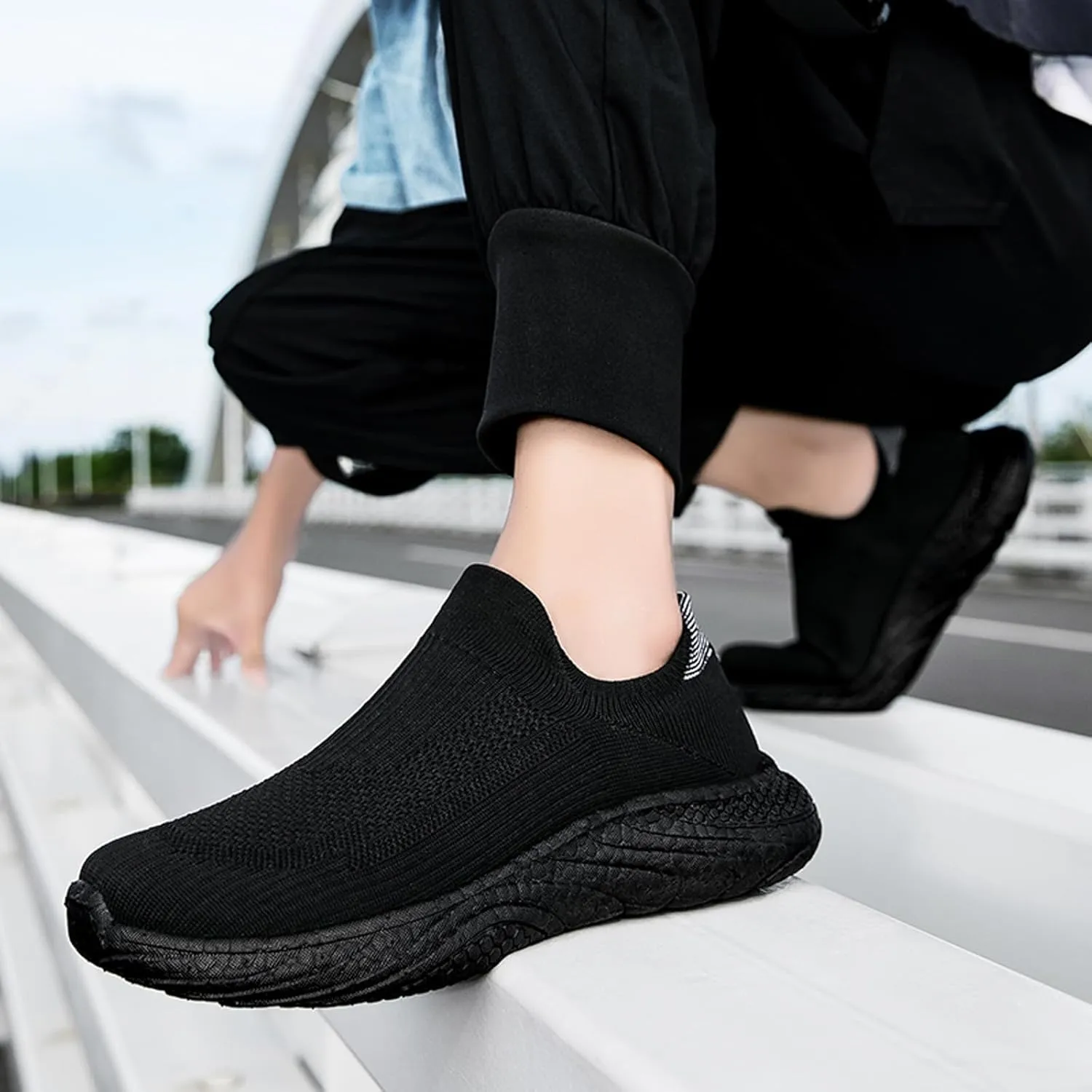 ihinzry Mens Womens Walking Shoes Casual Sock Sneakers Lightweight Breathable Knit Tennis Shoes Non Slip Work Shoes