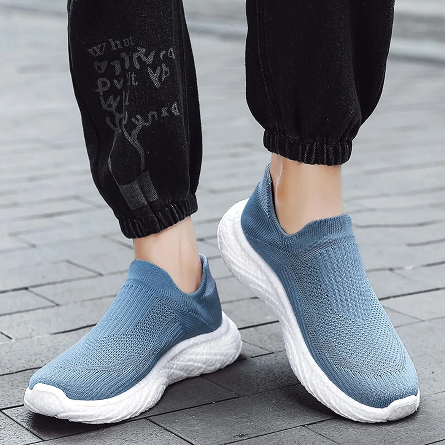 ihinzry Mens Womens Walking Shoes Casual Sock Sneakers Lightweight Breathable Knit Tennis Shoes Non Slip Work Shoes