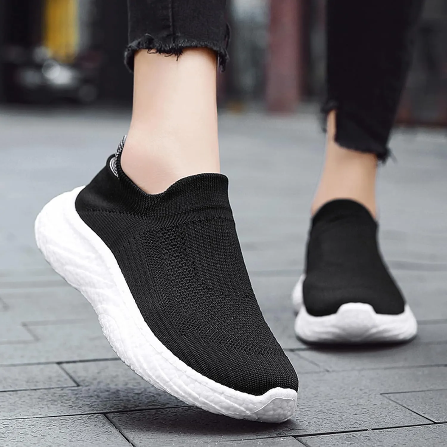 ihinzry Mens Womens Walking Shoes Casual Sock Sneakers Lightweight Breathable Knit Tennis Shoes Non Slip Work Shoes