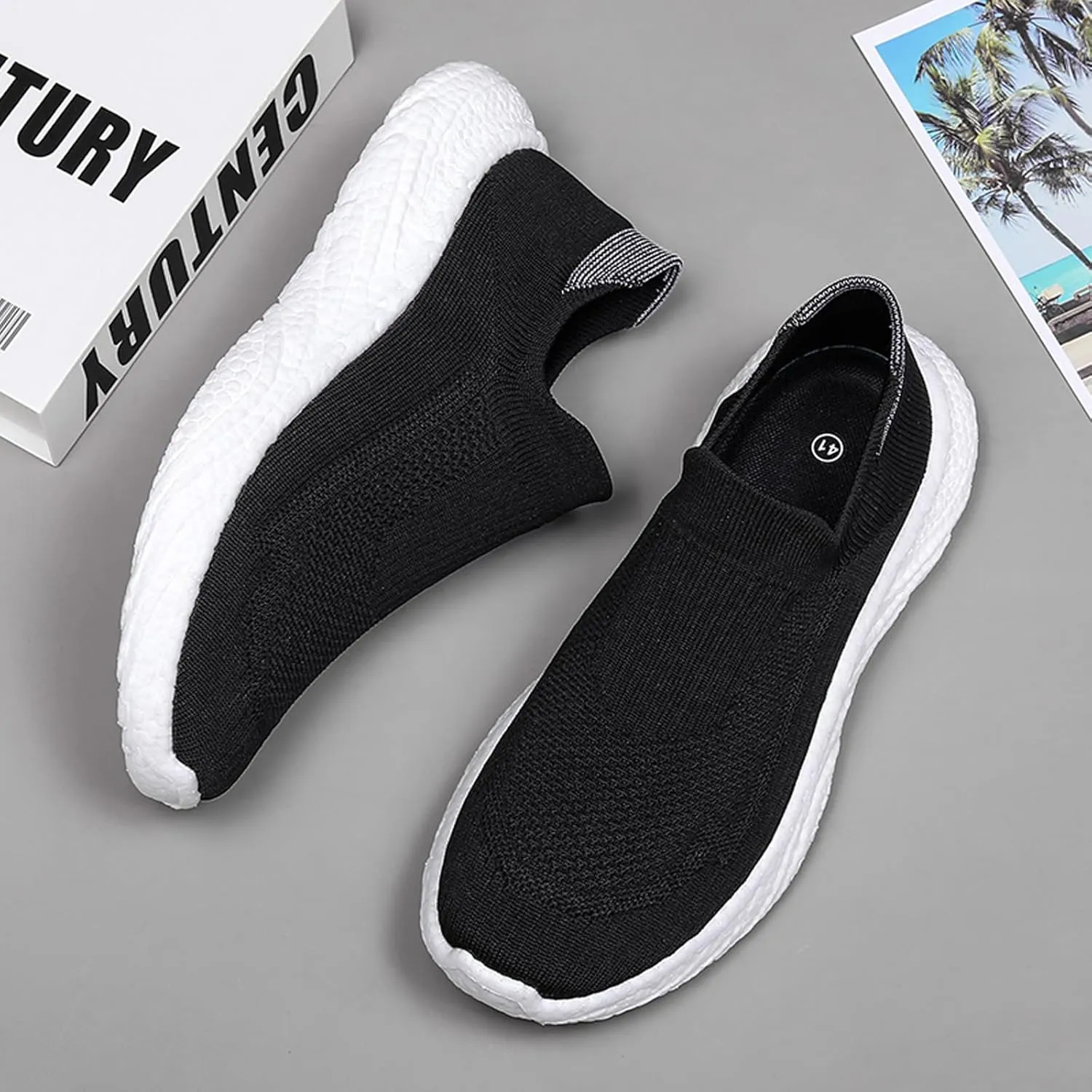 ihinzry Mens Womens Walking Shoes Casual Sock Sneakers Lightweight Breathable Knit Tennis Shoes Non Slip Work Shoes