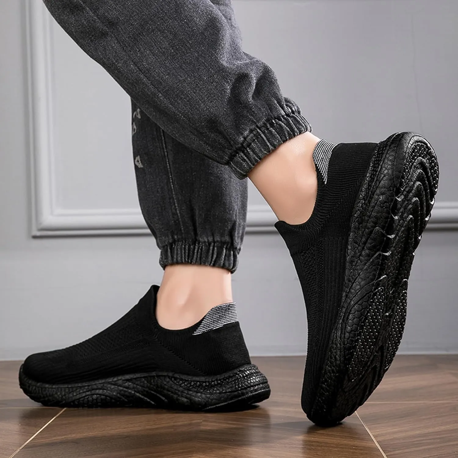 ihinzry Mens Womens Walking Shoes Casual Sock Sneakers Lightweight Breathable Knit Tennis Shoes Non Slip Work Shoes