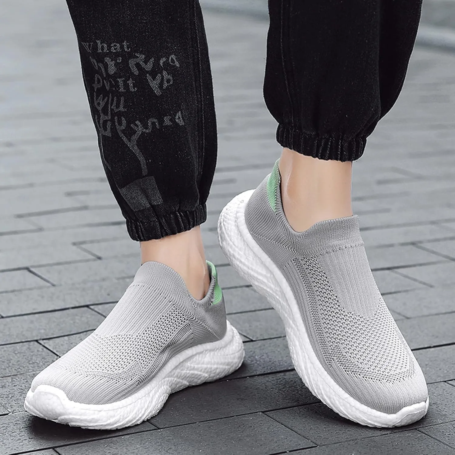 ihinzry Mens Womens Walking Shoes Casual Sock Sneakers Lightweight Breathable Knit Tennis Shoes Non Slip Work Shoes