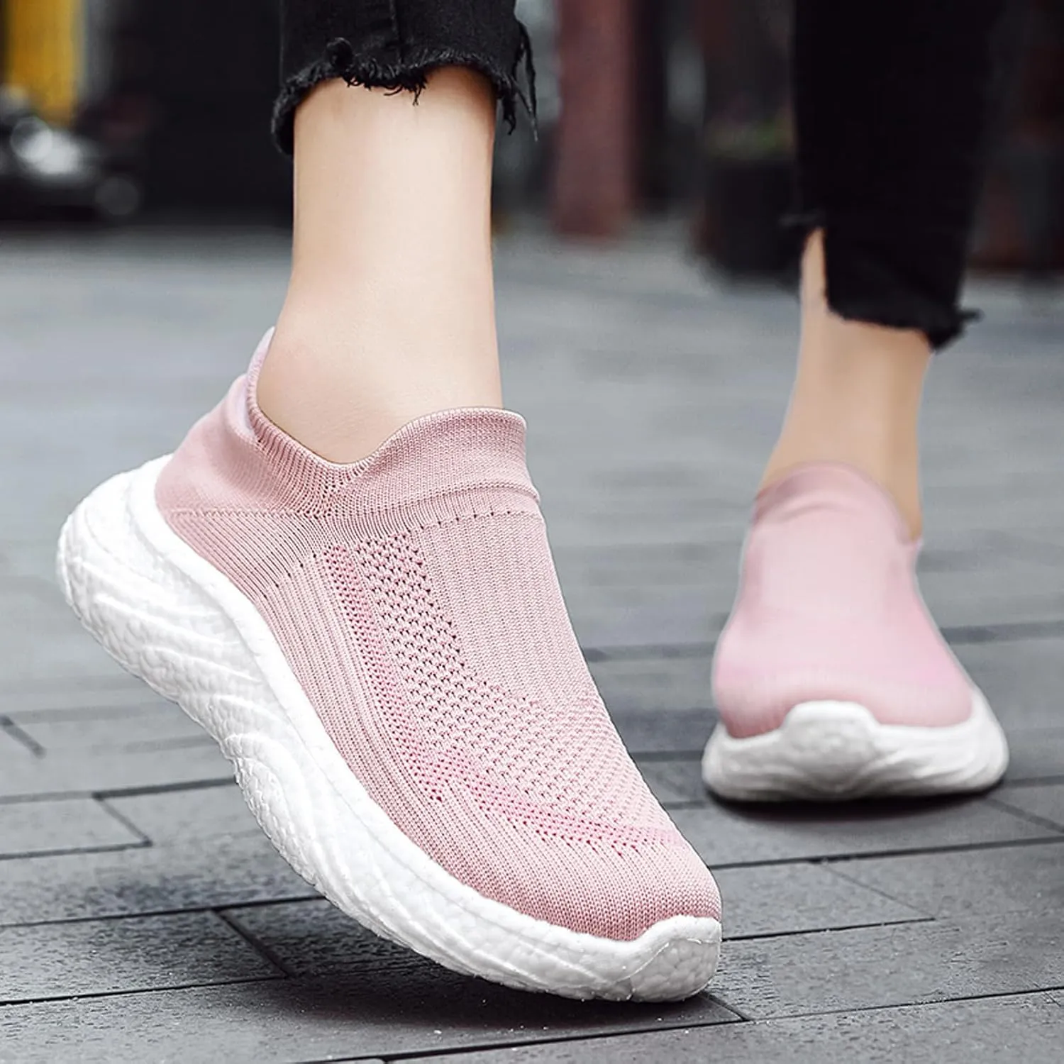 ihinzry Mens Womens Walking Shoes Casual Sock Sneakers Lightweight Breathable Knit Tennis Shoes Non Slip Work Shoes