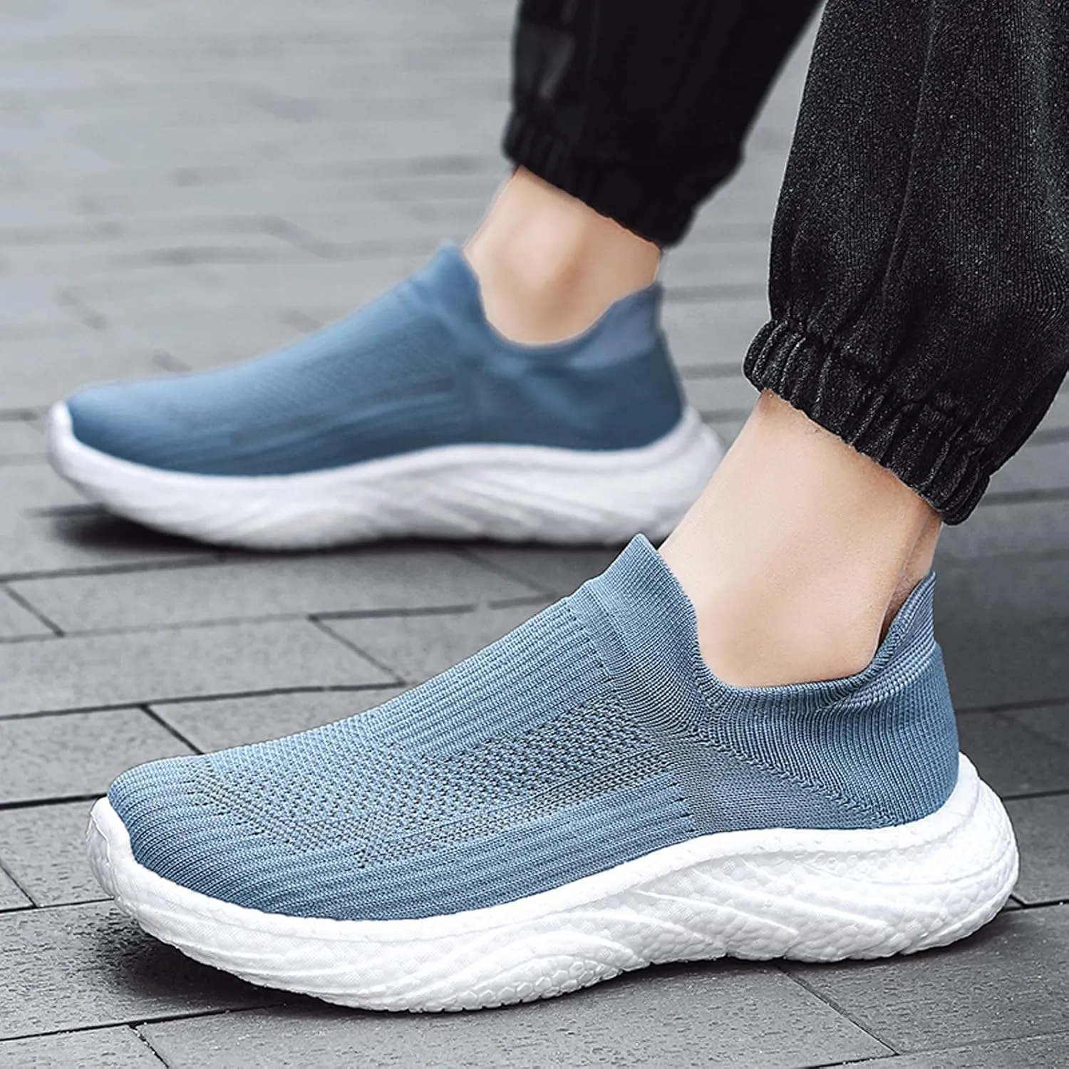 ihinzry Mens Womens Walking Shoes Casual Sock Sneakers Lightweight Breathable Knit Tennis Shoes Non Slip Work Shoes