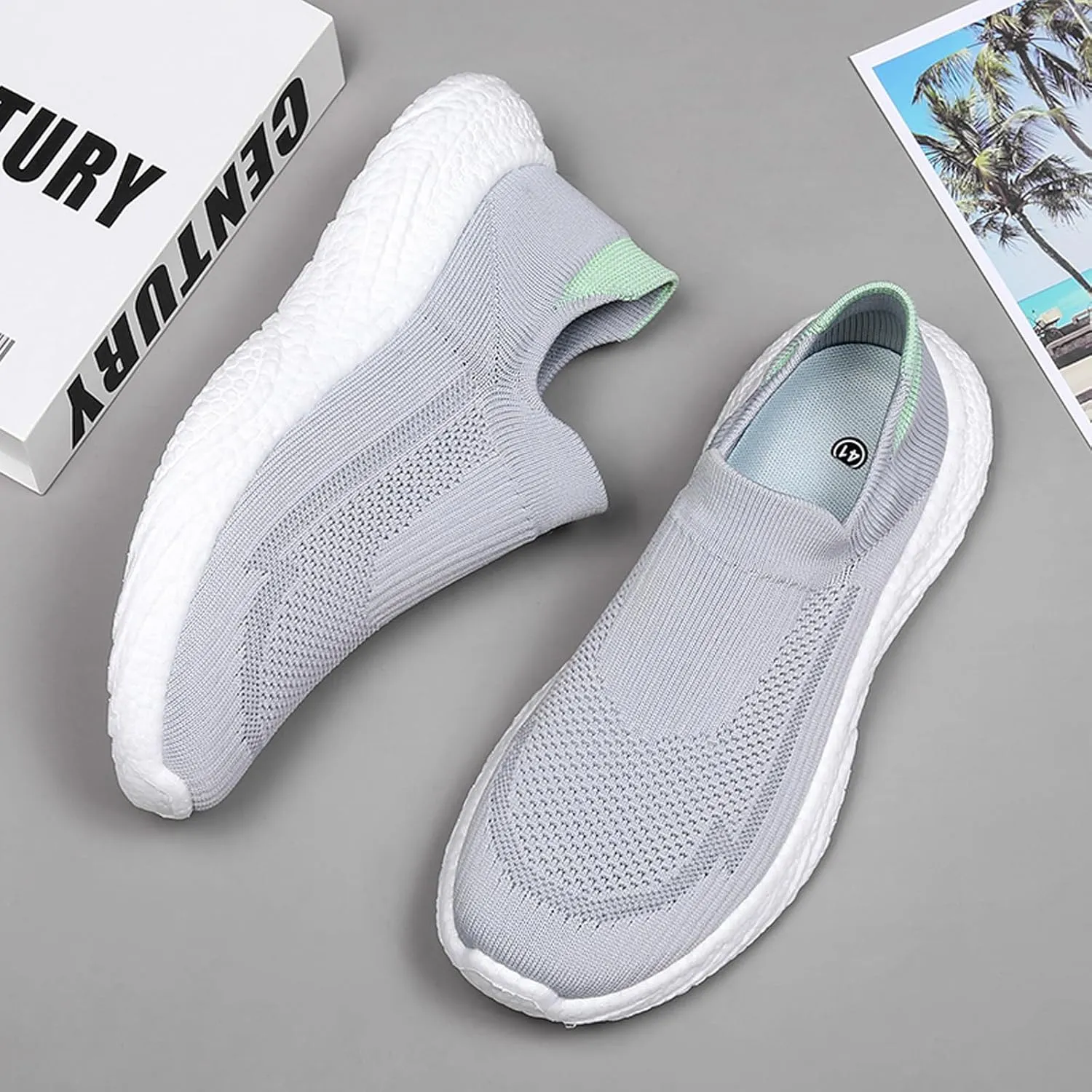 ihinzry Mens Womens Walking Shoes Casual Sock Sneakers Lightweight Breathable Knit Tennis Shoes Non Slip Work Shoes