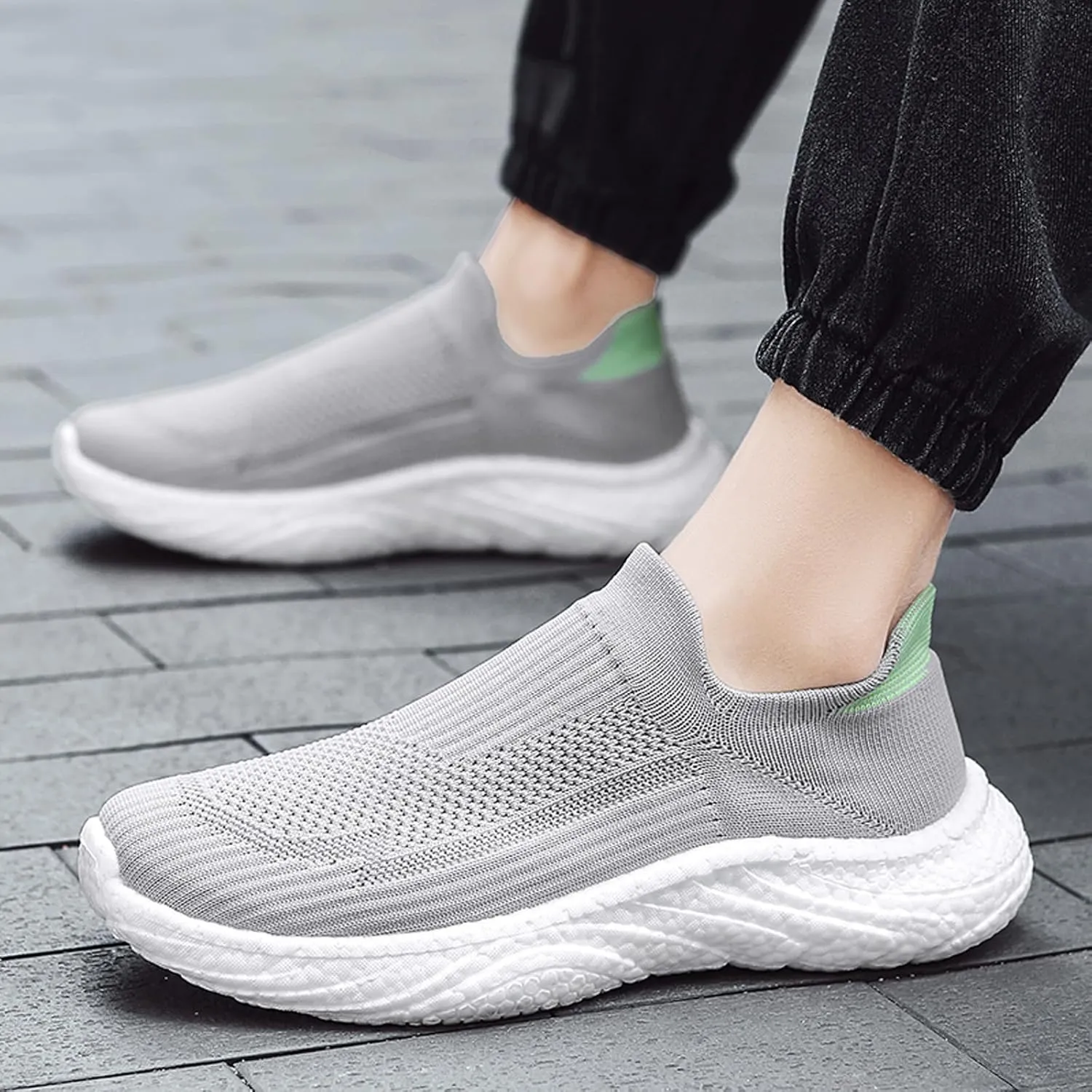 ihinzry Mens Womens Walking Shoes Casual Sock Sneakers Lightweight Breathable Knit Tennis Shoes Non Slip Work Shoes