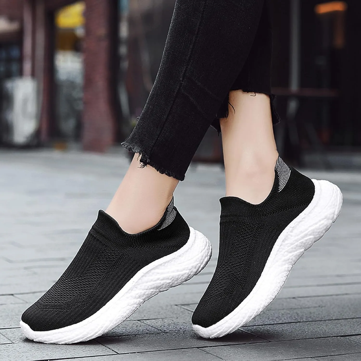 ihinzry Mens Womens Walking Shoes Casual Sock Sneakers Lightweight Breathable Knit Tennis Shoes Non Slip Work Shoes