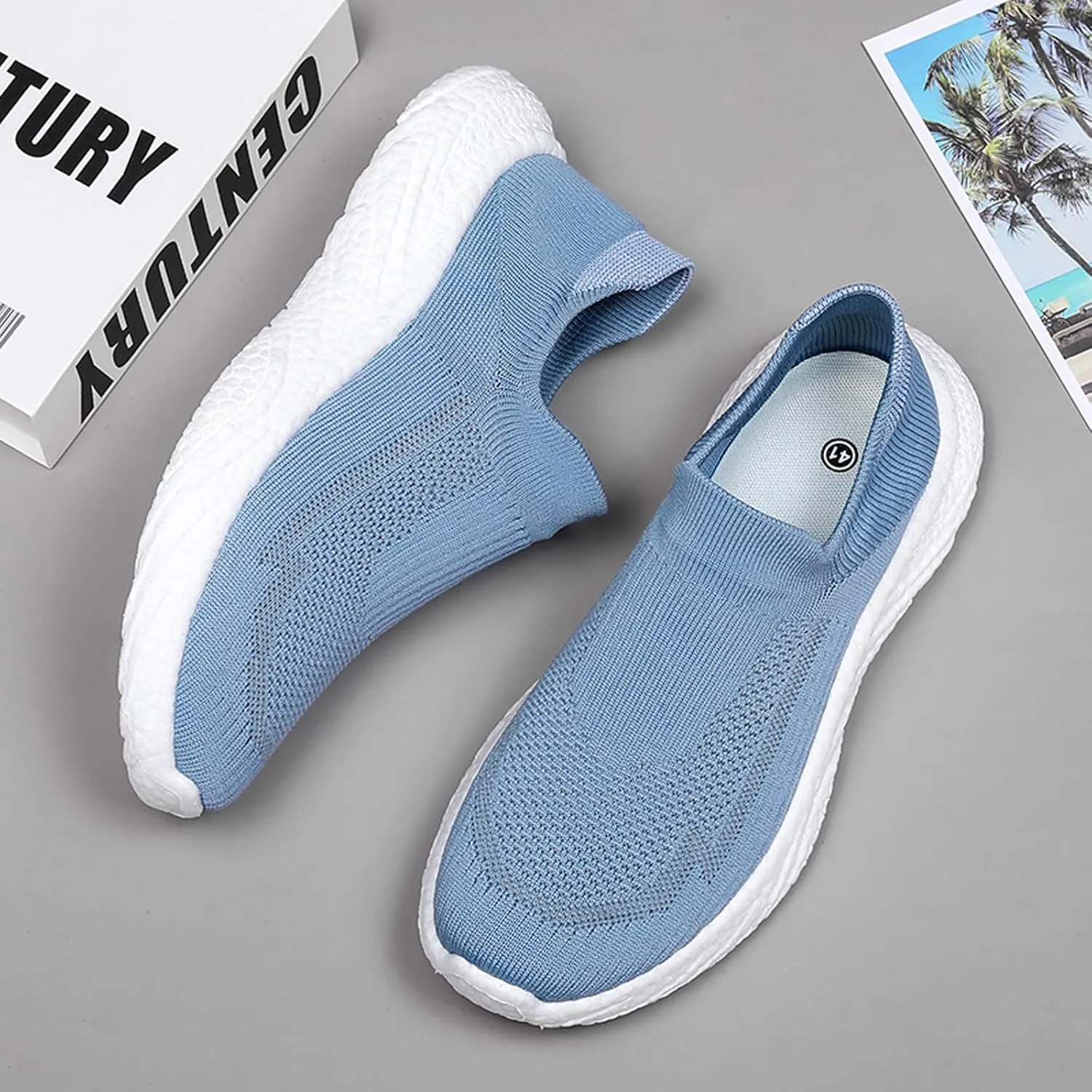 ihinzry Mens Womens Walking Shoes Casual Sock Sneakers Lightweight Breathable Knit Tennis Shoes Non Slip Work Shoes