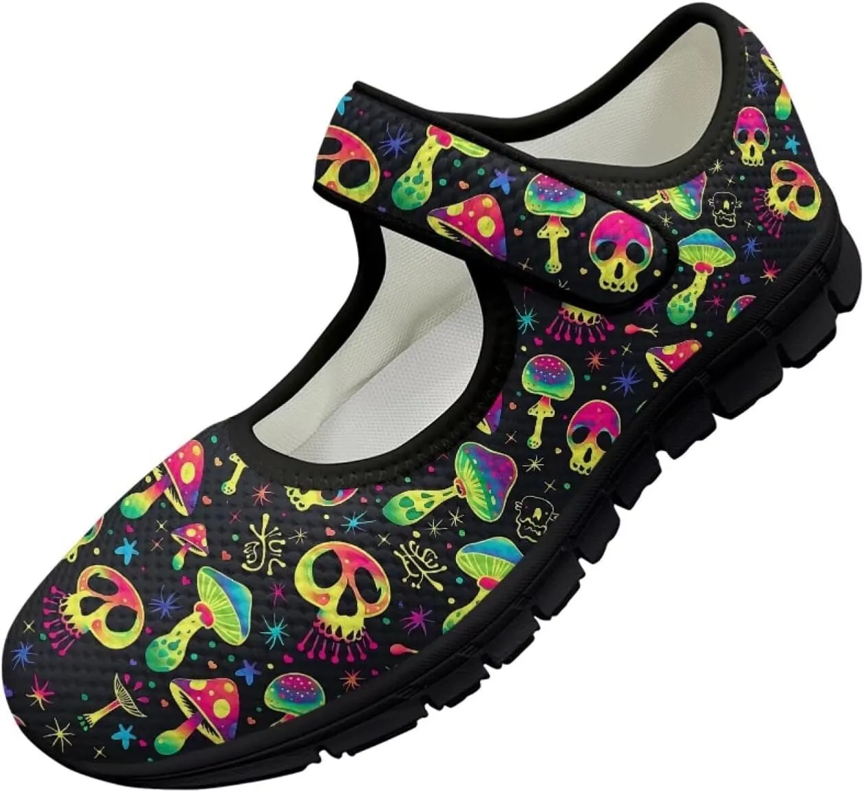 Jeiento Slip On Mushroom Pattern Mary Jane Flats Ballet Flats Shoes for Women Casual Dress Shoes