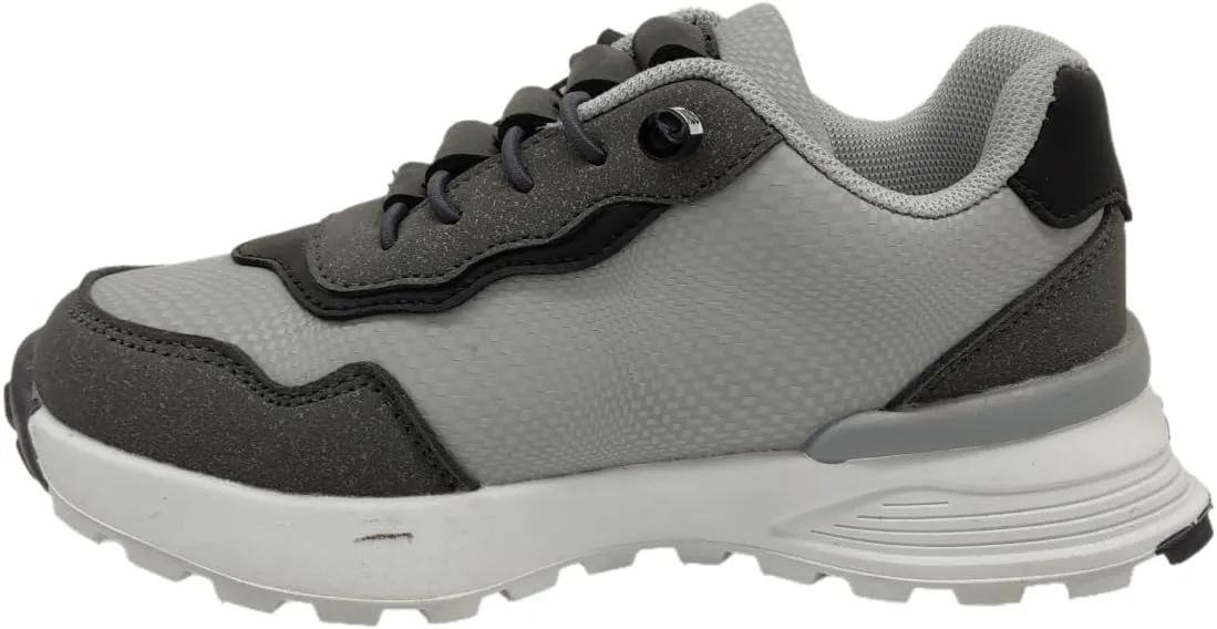 Kids Athletic Sneakers, Mesh and PU Upper, EVA Sole, Black and Gray