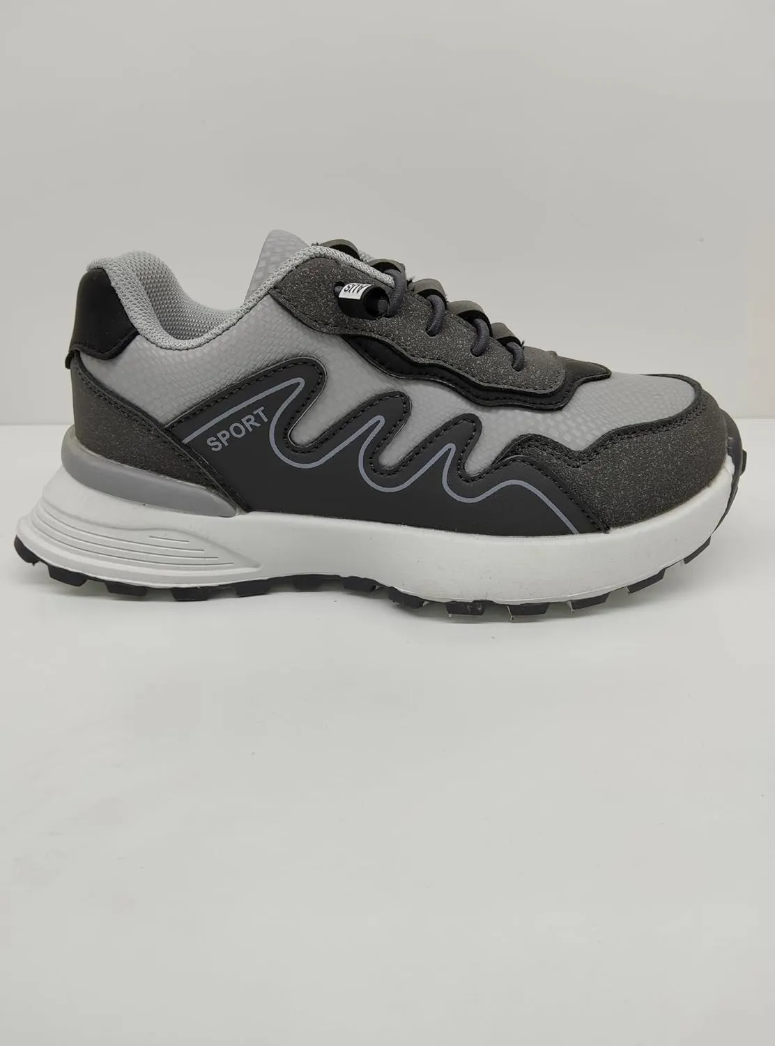Kids Athletic Sneakers, Mesh and PU Upper, EVA Sole, Black and Gray