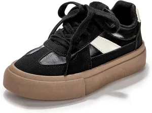 Kids Athletic Training Shoes, Casual Sneakers with Slip PVC Sole, Brown and Silver, Hook and Loop with Laces