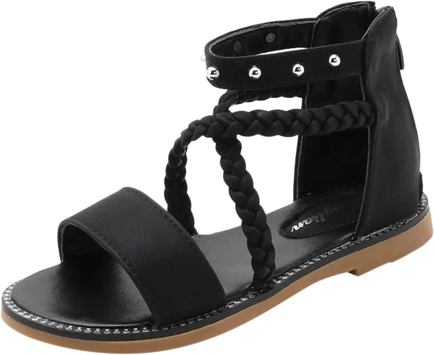 Kids Girls 2025 Sandals Vintage Strappy High Top Soft Sole Beach Shoes Summer Flat Open Toe Sandals with Zipper