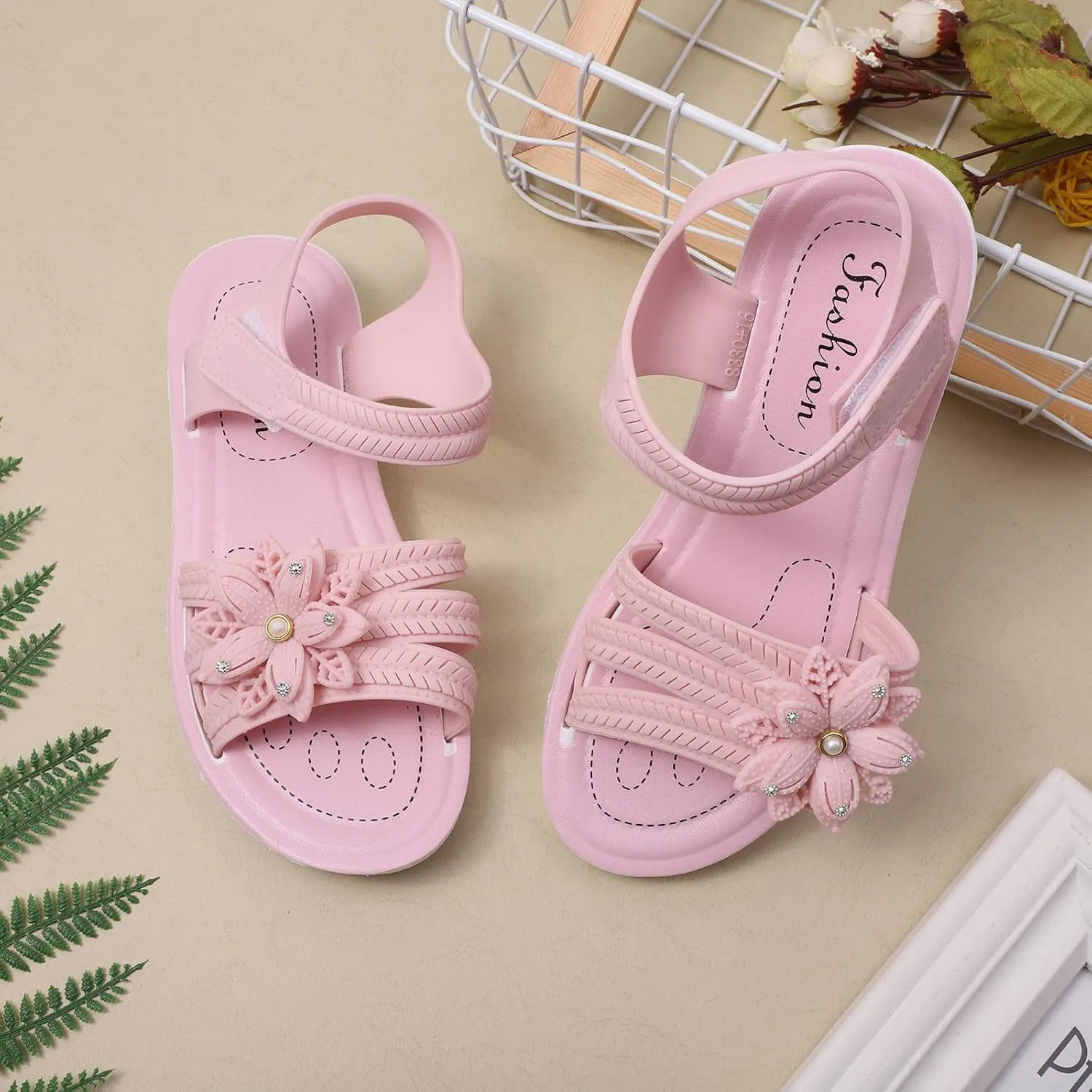 Kids Girls Soft Sole Flower Sandals Summer Open Toe Lightweight Comfortable Anti Slip Holiday Vacation Casual Shoes