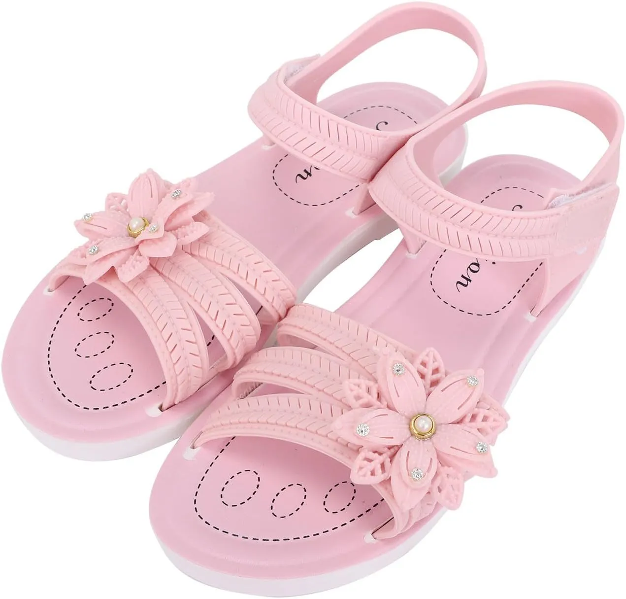 Kids Girls Soft Sole Flower Sandals Summer Open Toe Lightweight Comfortable Anti Slip Holiday Vacation Casual Shoes