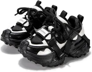 Kids' Holographic Platform Sneakers, Gray and Purple, Chunky Sole Tennis Shoes