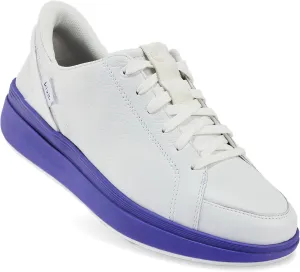 Kizik Womens Shoes: Sydney - Comfortable, Breathable, Casual Slip On Sneakers, Full Grain Tumbled Leather, Hands Free Convenience in a Timeless Style - White/Royal Blue W8.5