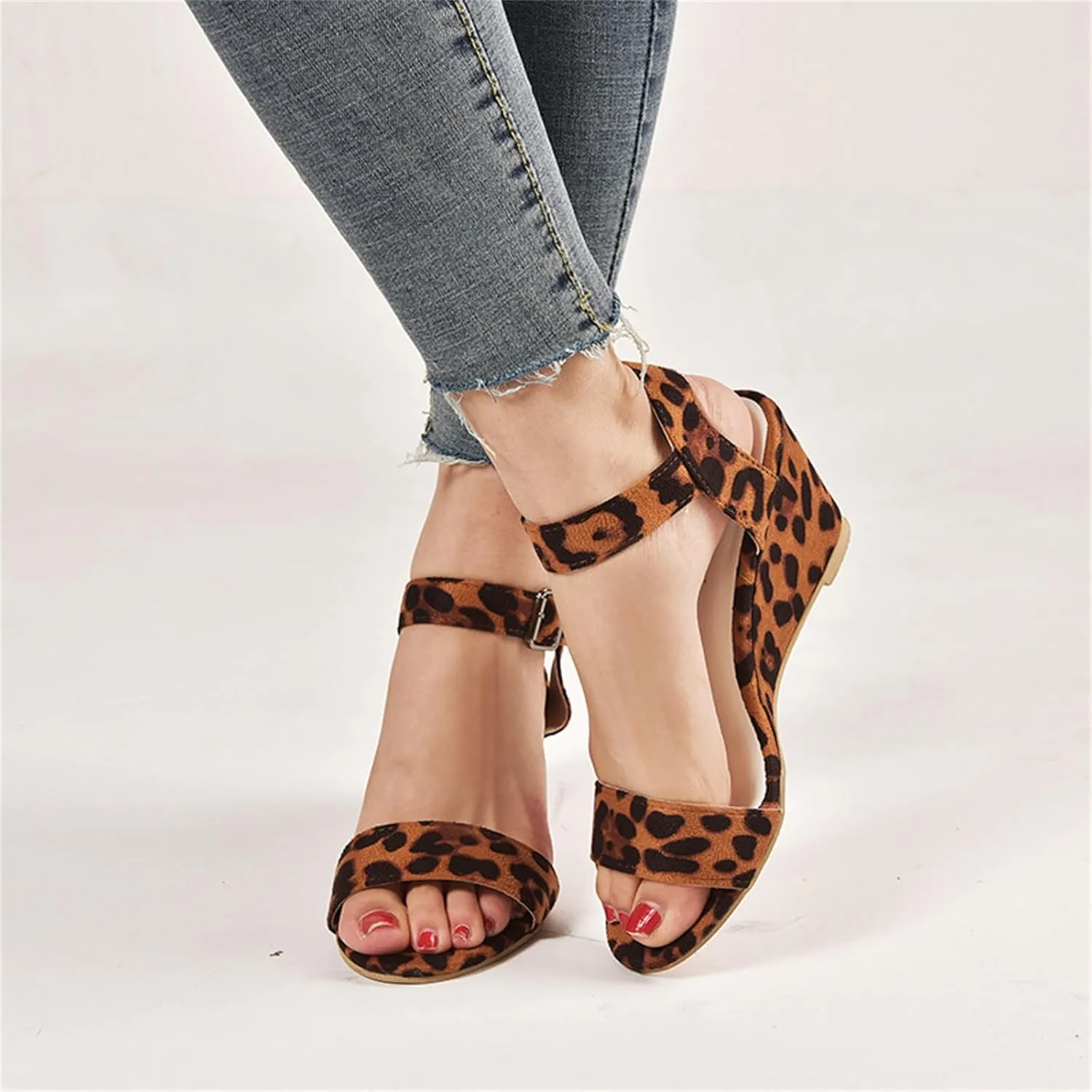 Ladmiple Summer Sandals for Women 2023 Comfy Ankle Strap Slip On Wedge Sandal Open Toe Casual High Heels Platform Wedges