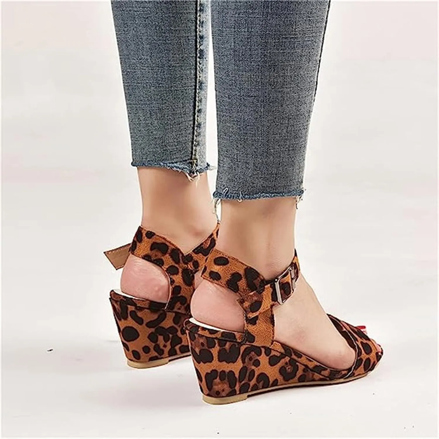 Ladmiple Summer Sandals for Women 2023 Comfy Ankle Strap Slip On Wedge Sandal Open Toe Casual High Heels Platform Wedges