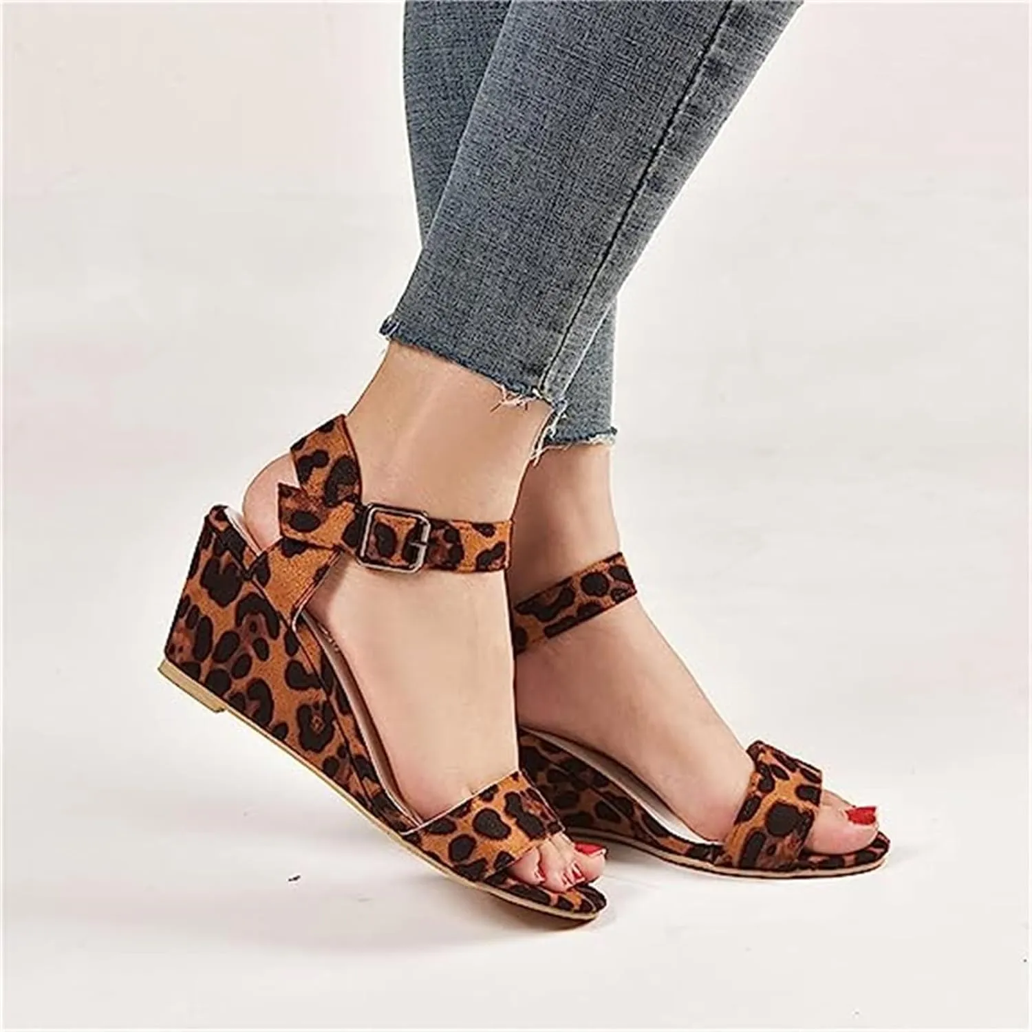 Ladmiple Summer Sandals for Women 2023 Comfy Ankle Strap Slip On Wedge Sandal Open Toe Casual High Heels Platform Wedges