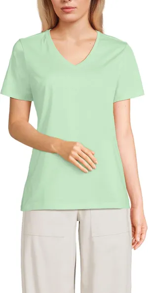 Lands' End Women's Relaxed American-Grown Supima Cotton V-Neck T-Shirt