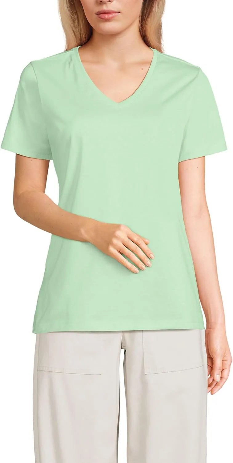 Lands' End Women's Relaxed American-Grown Supima Cotton V-Neck T-Shirt