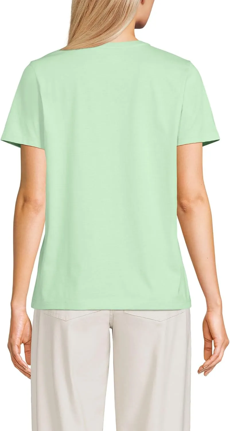 Lands' End Women's Relaxed American-Grown Supima Cotton V-Neck T-Shirt