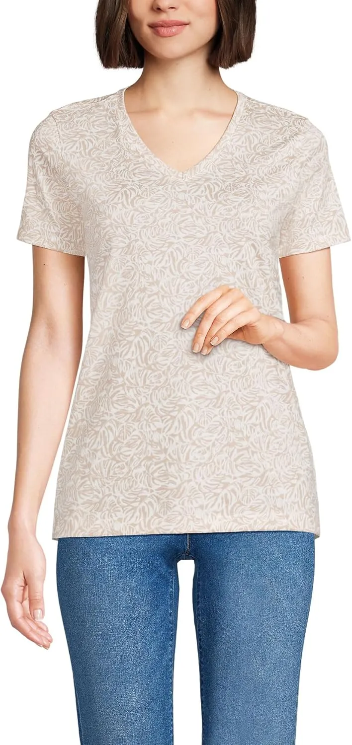 Lands' End Women's Relaxed American-Grown Supima Cotton V-Neck T-Shirt