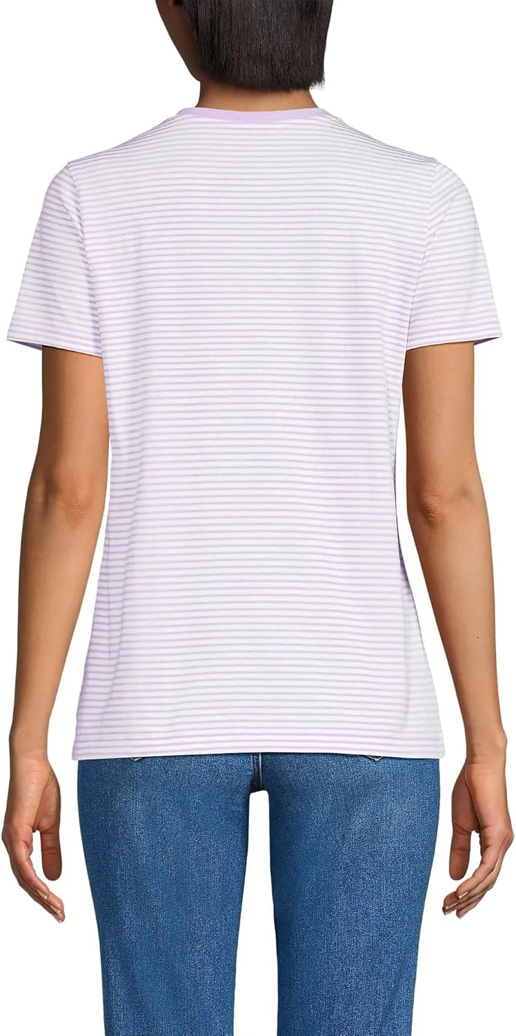 Lands' End Women's Relaxed American-Grown Supima Cotton V-Neck T-Shirt