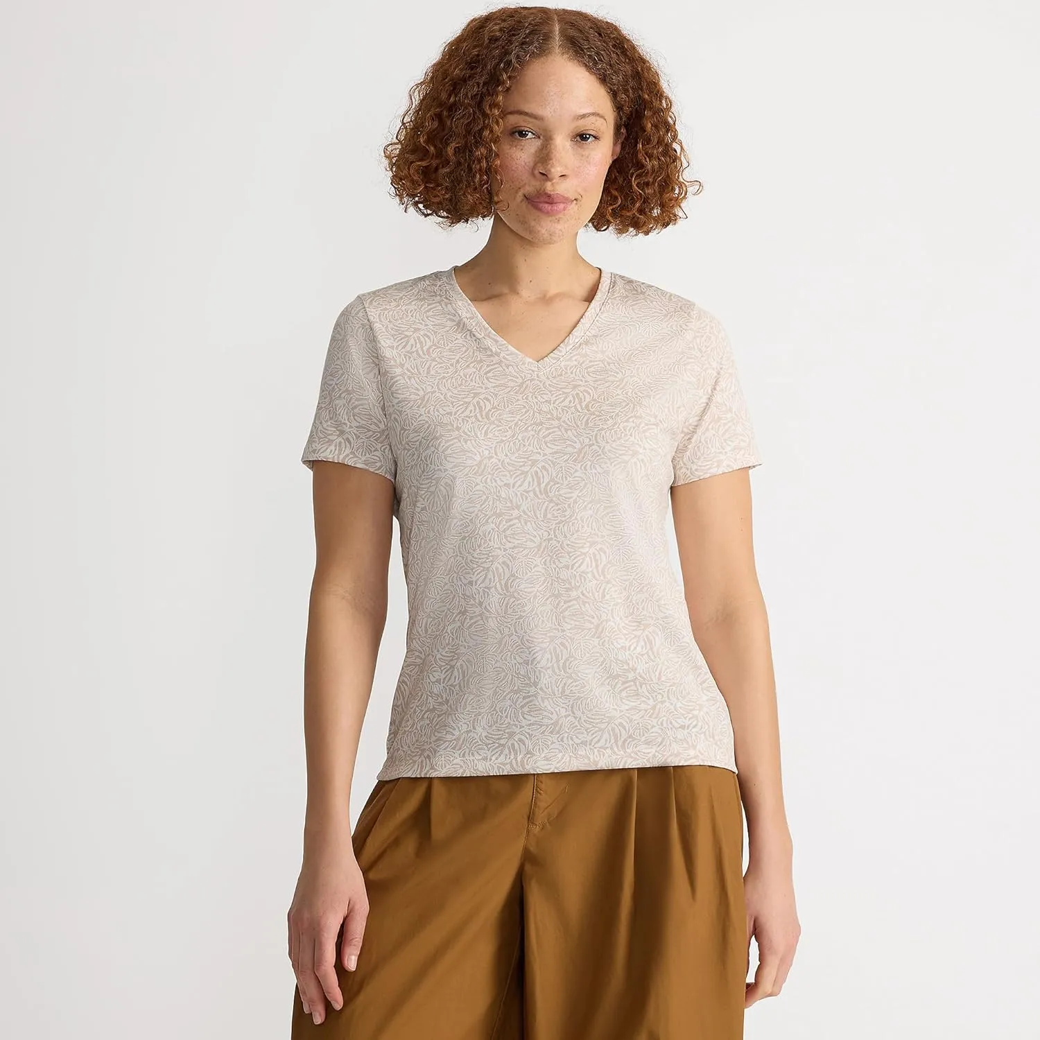 Lands' End Women's Relaxed American-Grown Supima Cotton V-Neck T-Shirt