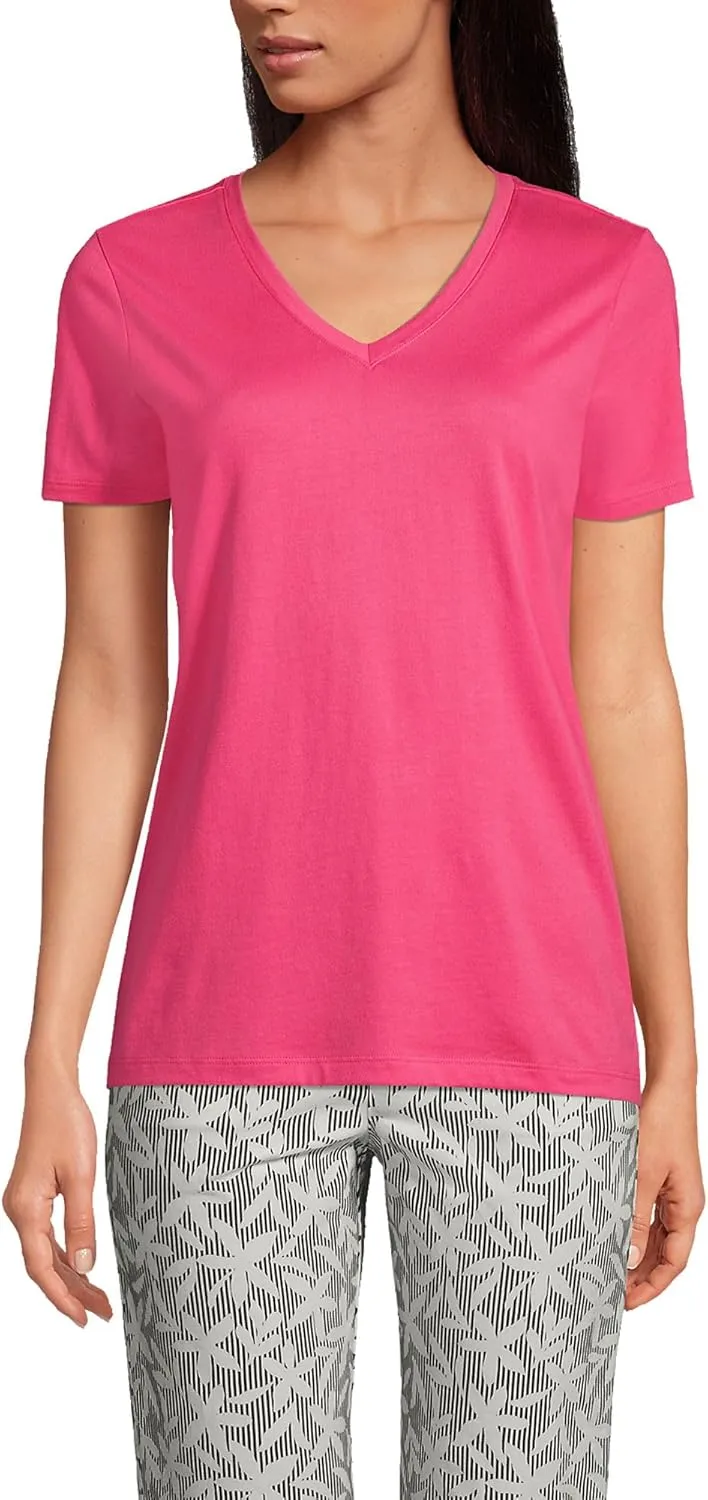 Lands' End Women's Relaxed American-Grown Supima Cotton V-Neck T-Shirt