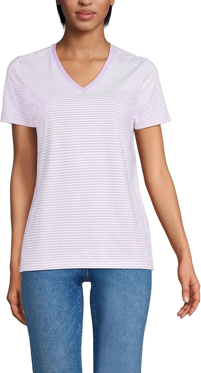 Lands' End Women's Relaxed American-Grown Supima Cotton V-Neck T-Shirt