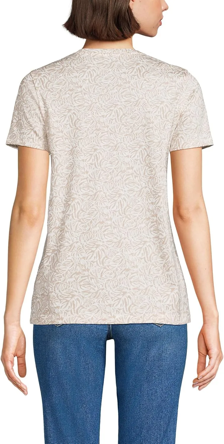 Lands' End Women's Relaxed American-Grown Supima Cotton V-Neck T-Shirt