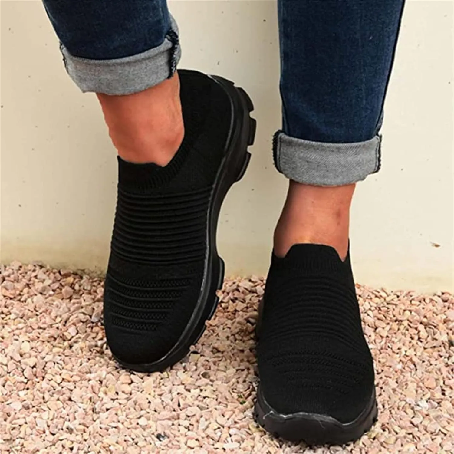 Lausiuoe Slip On Sneakers Women Wide Width Walking Loafers Non Slip Comfortable Lightweight Casual Flats Fashion Shoes