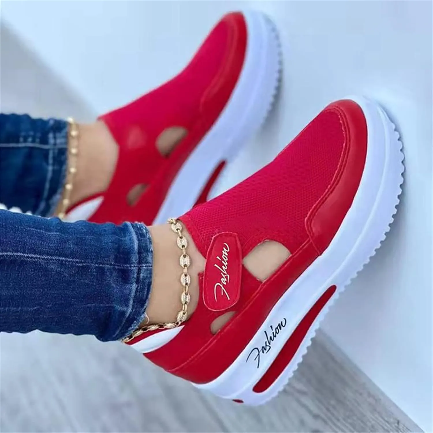 Lausiuoe Women's Fashion Sneakers Slip On Walking Shoes Tennis Sneakers Casual Lace Up Lightweight Running Shoes
