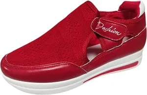 Lausiuoe Women's Fashion Sneakers Slip On Walking Shoes Tennis Sneakers Casual Lace Up Lightweight Running Shoes