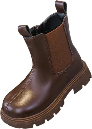 Leather aterproof Booties For Girls Kids Dress Dance Outdoor Non Slip Shoes Side Zipper Sole Soft Boots Light Comfy