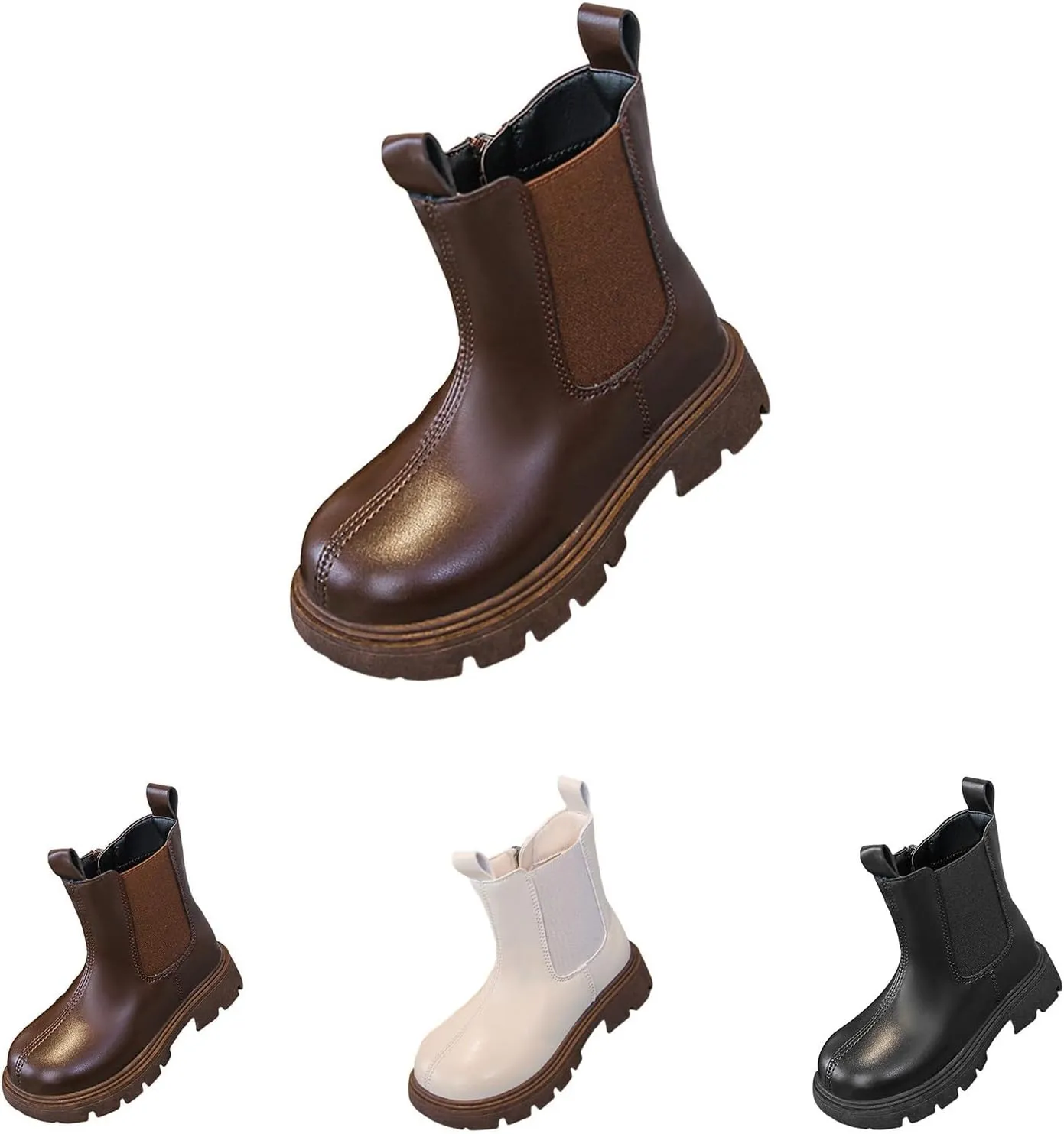 Leather aterproof Booties For Girls Kids Dress Dance Outdoor Non Slip Shoes Side Zipper Sole Soft Boots Light Comfy