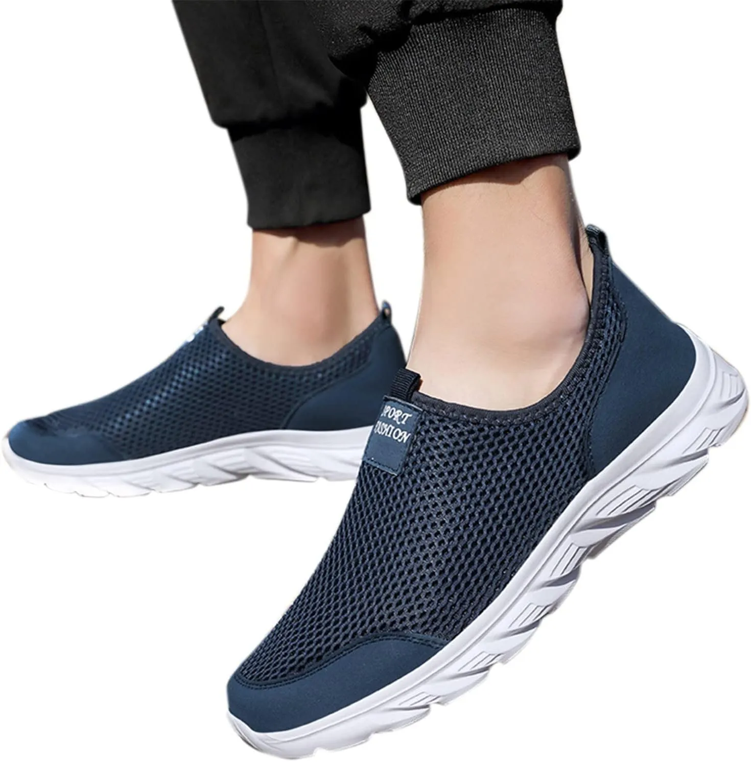 Men Walking Shoes Sneakers Slip on Men Shoes Summer Lightweight Breathable Casual Light up Sneakers for Men