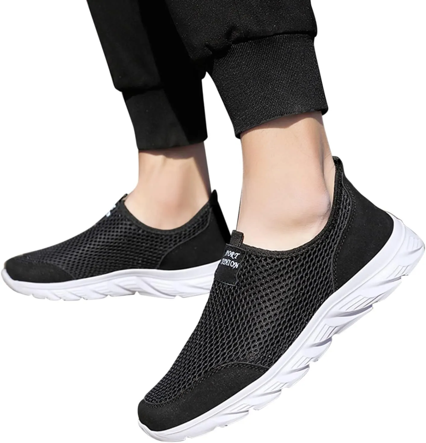 Men Walking Shoes Sneakers Slip on Men Shoes Summer Lightweight Breathable Casual Light up Sneakers for Men
