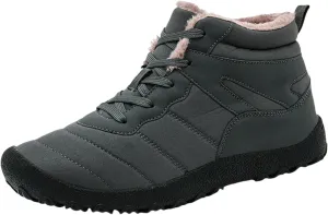 Men Work Boots Non Steel Toe Hiking Sneakers with Warm Fur Lining Women's Working Shoes Wide Width Mid Waterproof Outdoor Botas Lightweight Hike Grounded Footwear