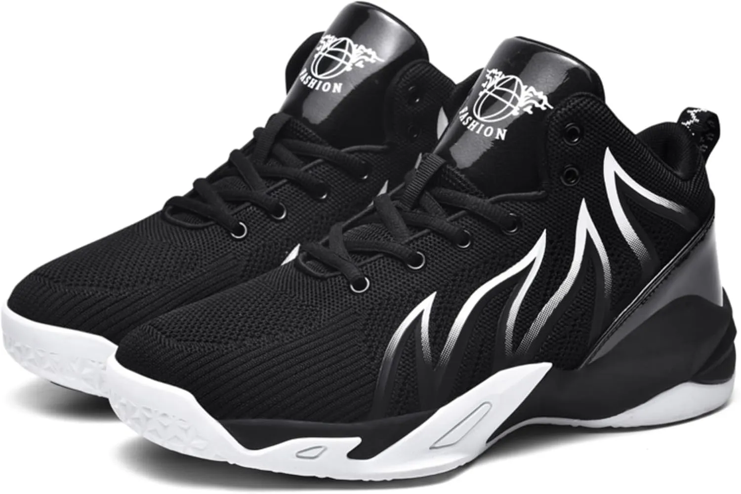 Mens Breathable Lace Up High-Top Mesh Cloth Basketball Shoes Fashion Comfortable Non-Slip Sneakers for Running Walking Workout Training