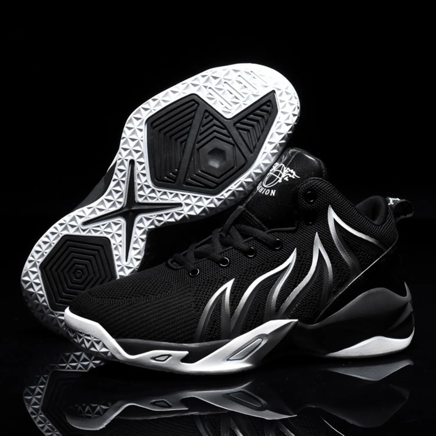 Mens Breathable Lace Up High-Top Mesh Cloth Basketball Shoes Fashion Comfortable Non-Slip Sneakers for Running Walking Workout Training